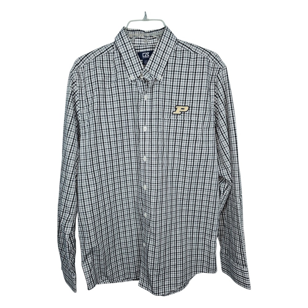 Cutter & Buck Purdue Boilermakers Button Down Gingham Shirt Mens Size M